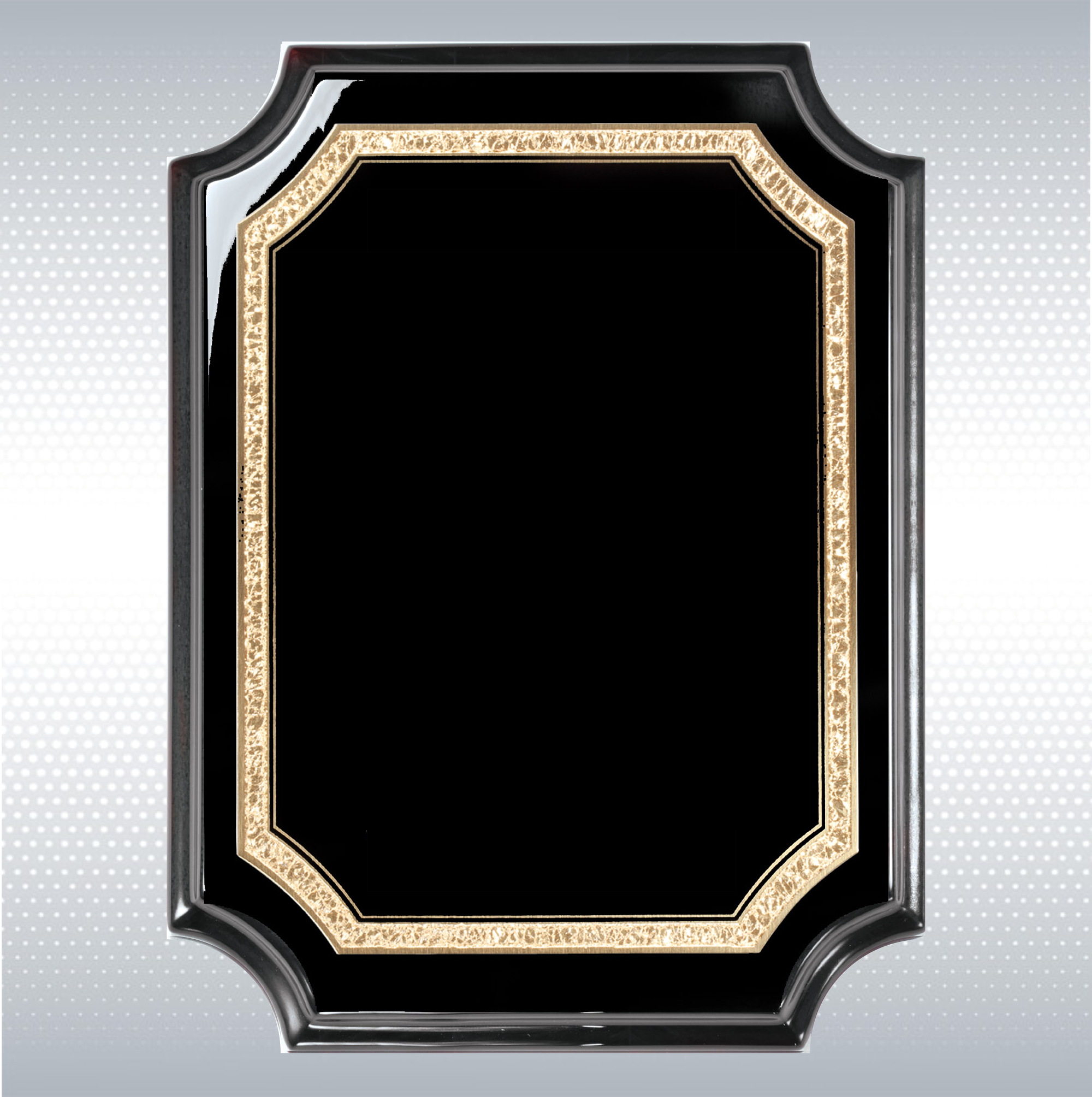 Black Piano Gold Trim Notched Corner Plaque w/Brass Plate (8" x 10") 3