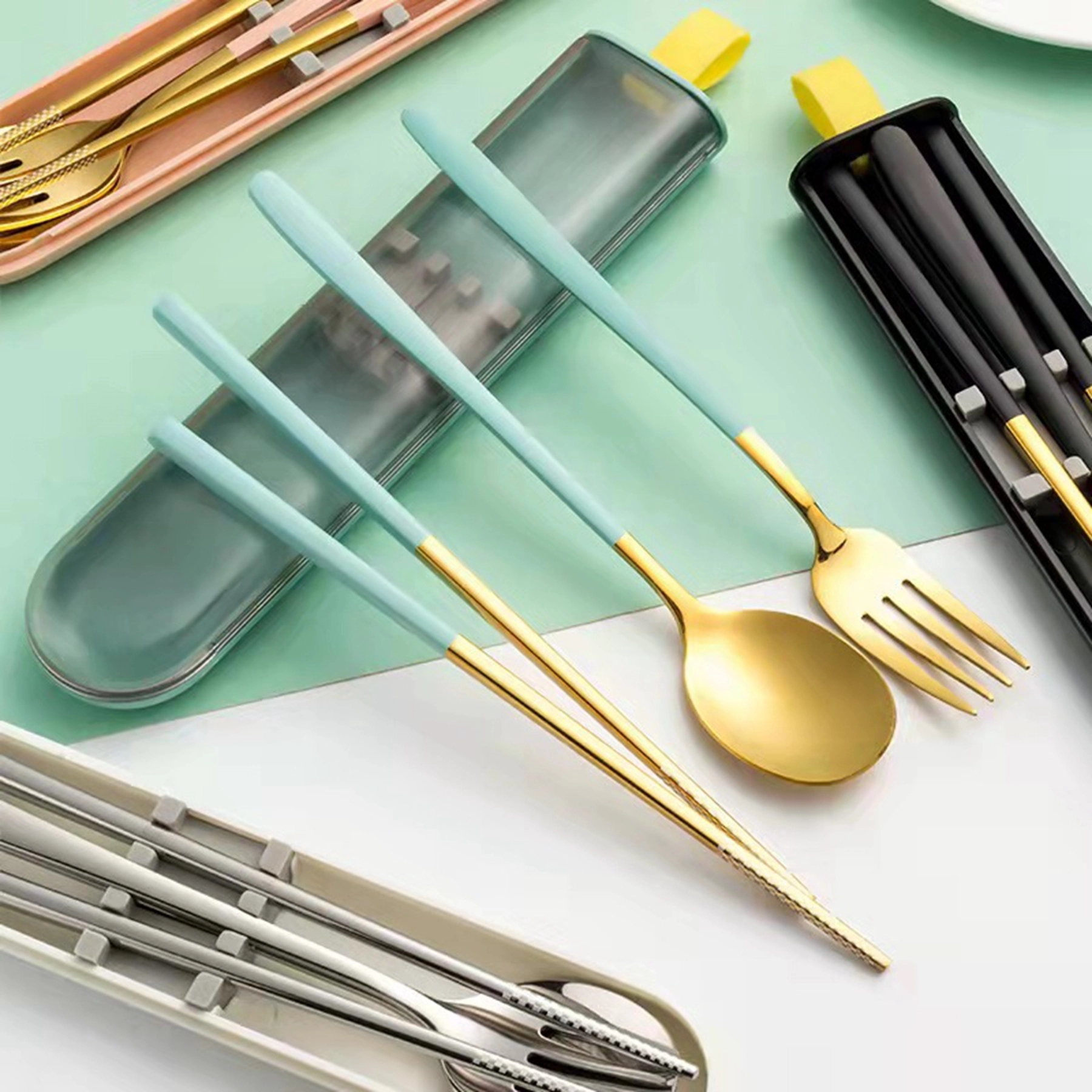 3 Pcs Stainless Steel Cutlery Set with Case 3
