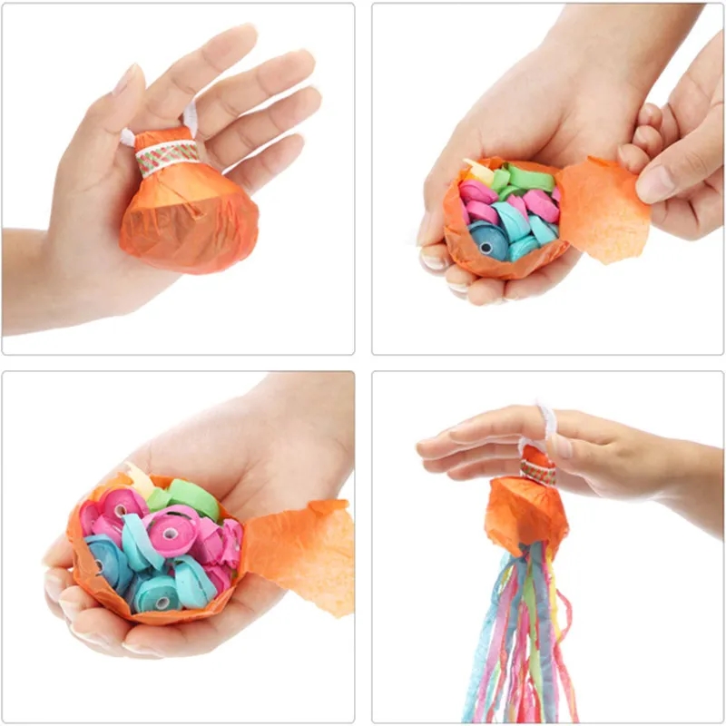 MOQ 100 Hand Throw Confetti Streamer Portable Recycling 3