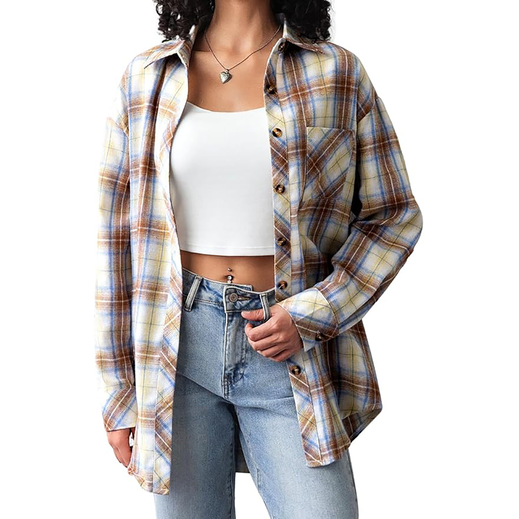Women's Long Sleeved Plaid Shirt 36