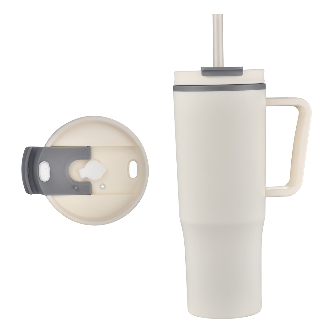 EcoSip 30oz Double Wall Plastic Travel Tumbler with Handle & Straw 17