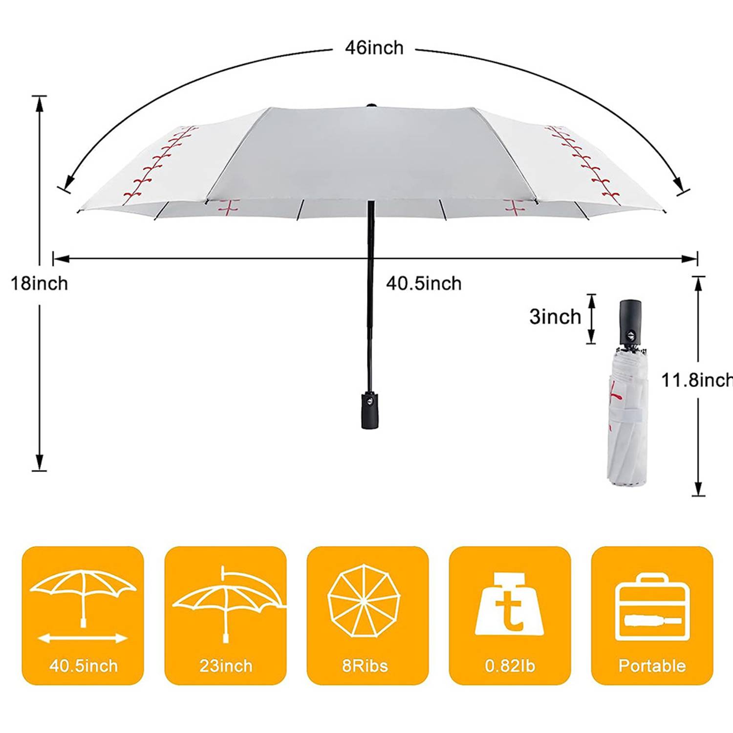 46inch Lightweight Auto-Open Baseball Umbrella 4