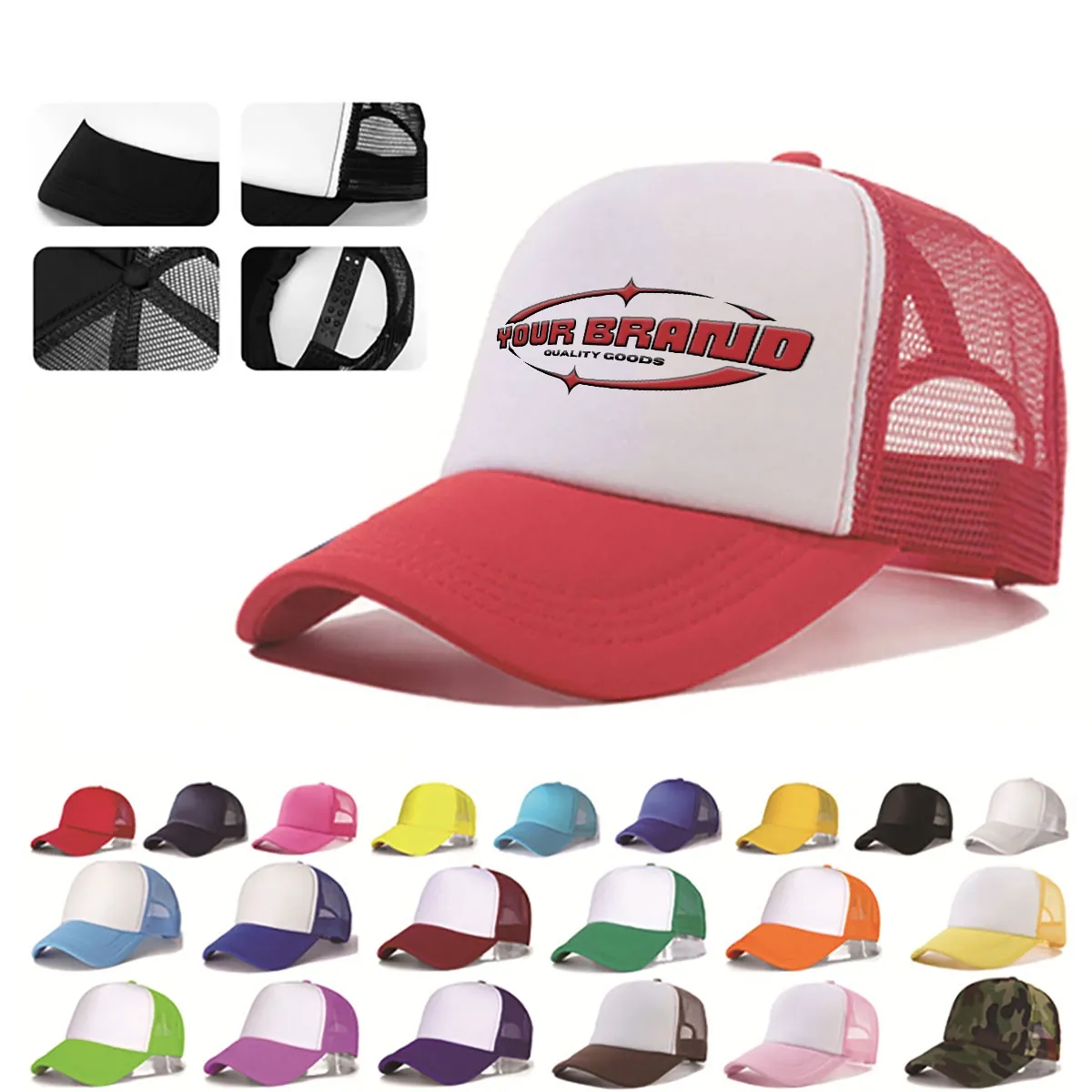 Sponge Mesh Custom Baseball Hat Color Matching Duckbill Cap 3