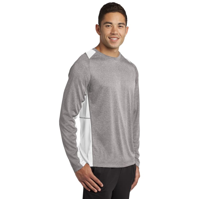 Sport-Tek Long Sleeve Heather Colorblock Contender Tee. 64