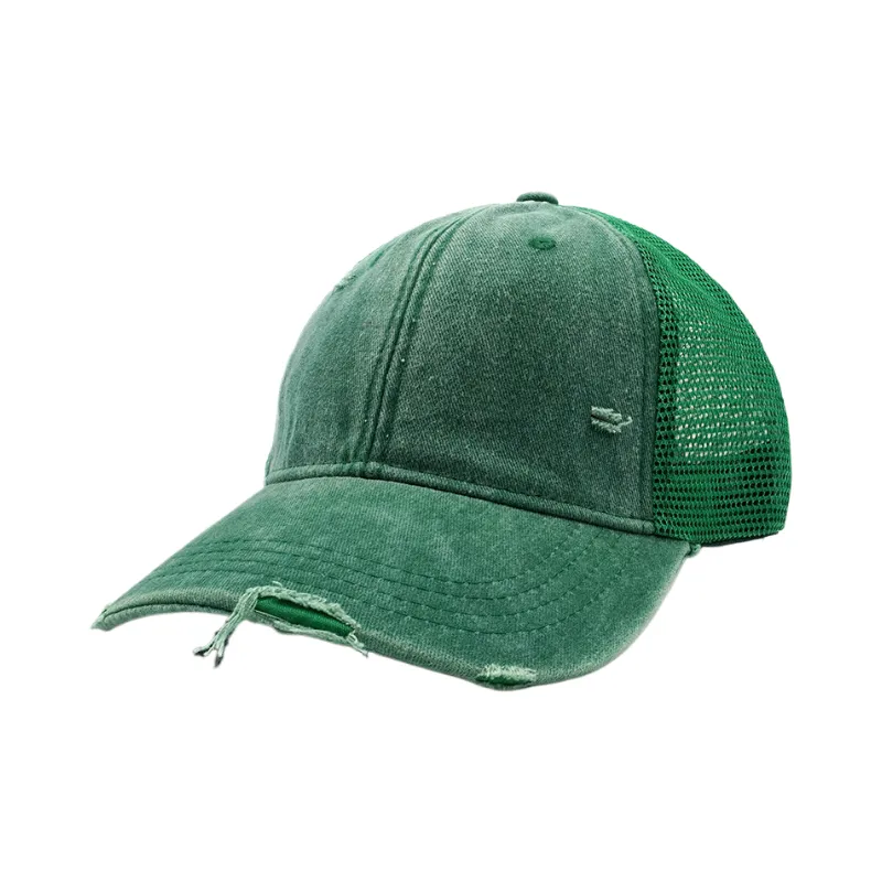 Distressed Trucker Cotton Mesh Cap 5