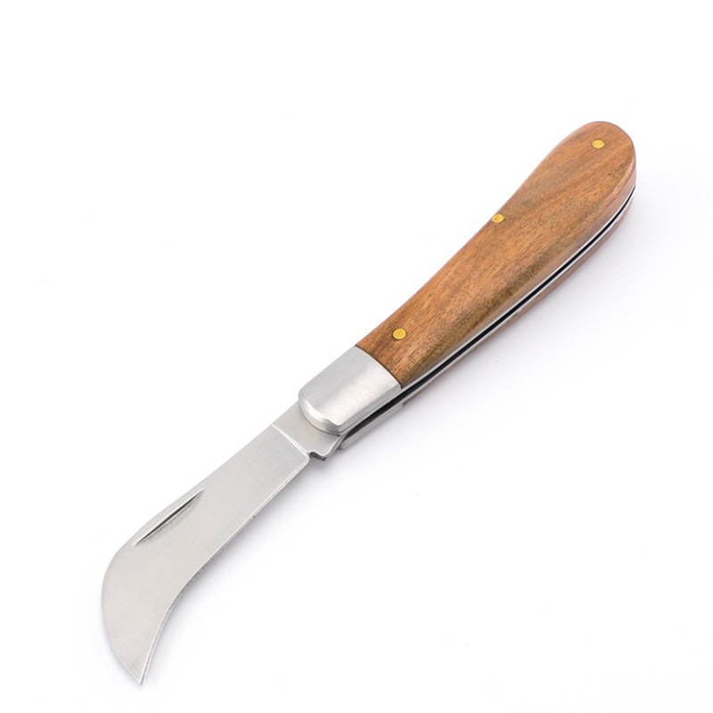 Stainless Steel Folding Pocket Knife with Wooden Handle 4