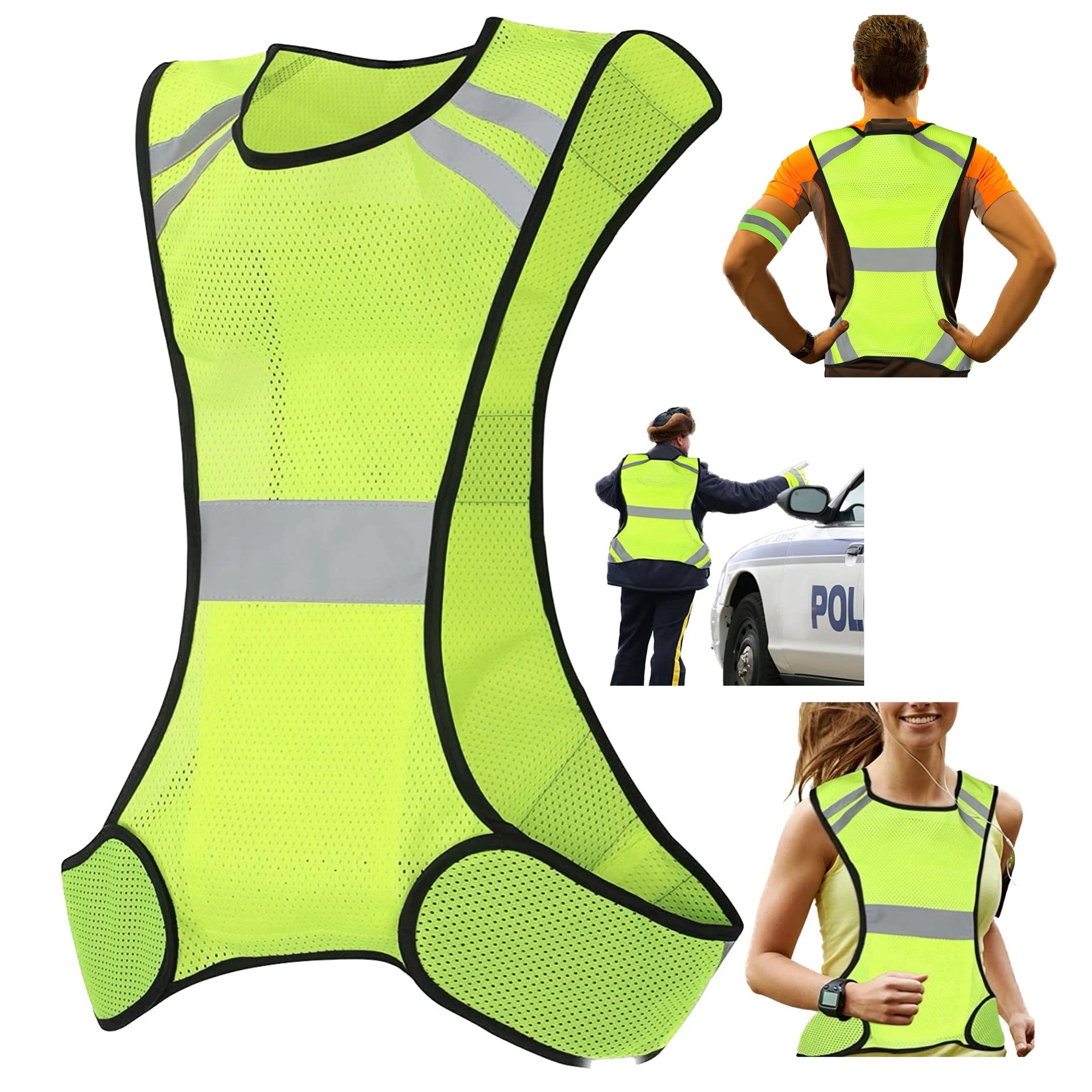 Neon Yellow Vest Stripe Belt Jacket MOQ 10PCS 4