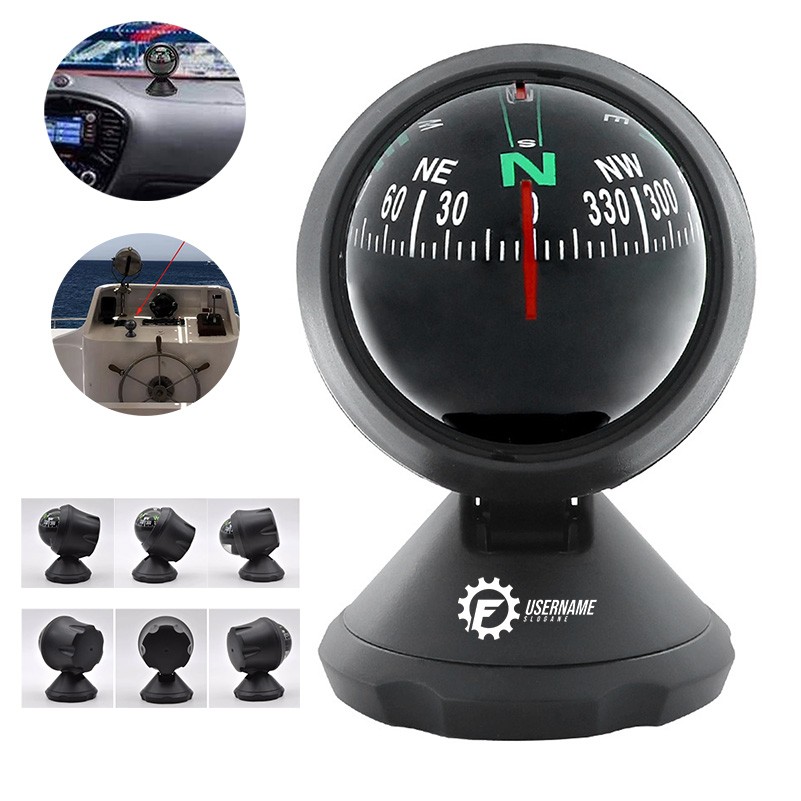 Black Adjustable Ball Night Vision Compass for Car 3