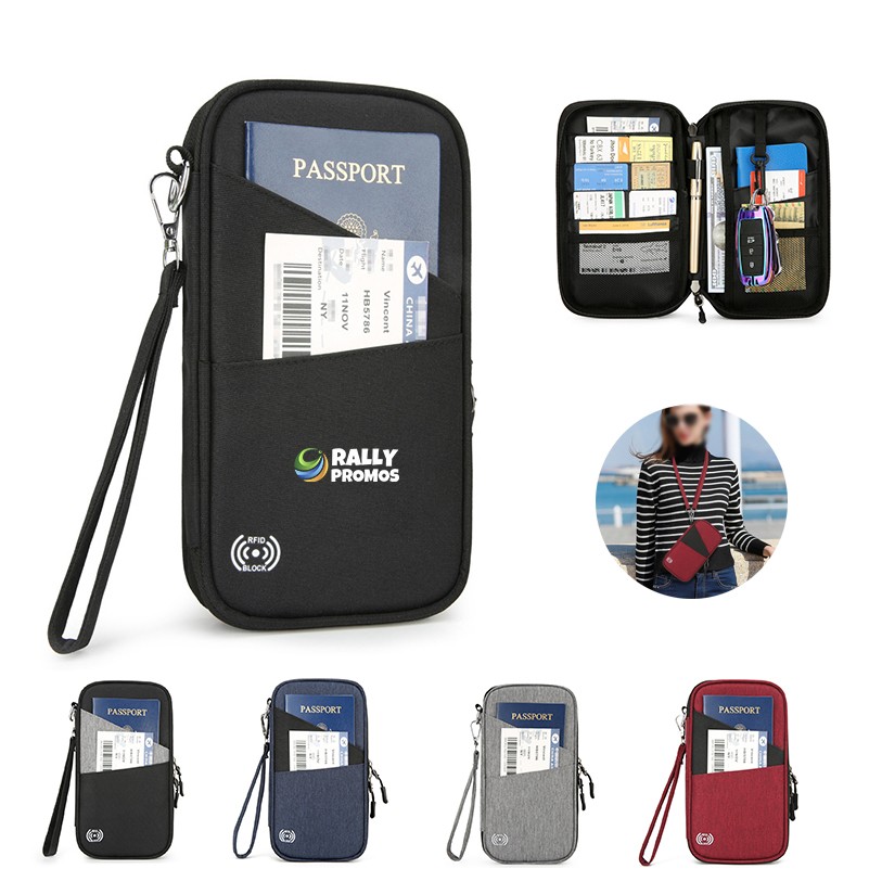 Blocking Travel Passport Wallet With Zipper Wrist Strap 4