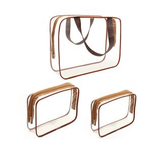 Waterproof Clear PVC Round Cosmetic Bag With Stitched Zipper 11