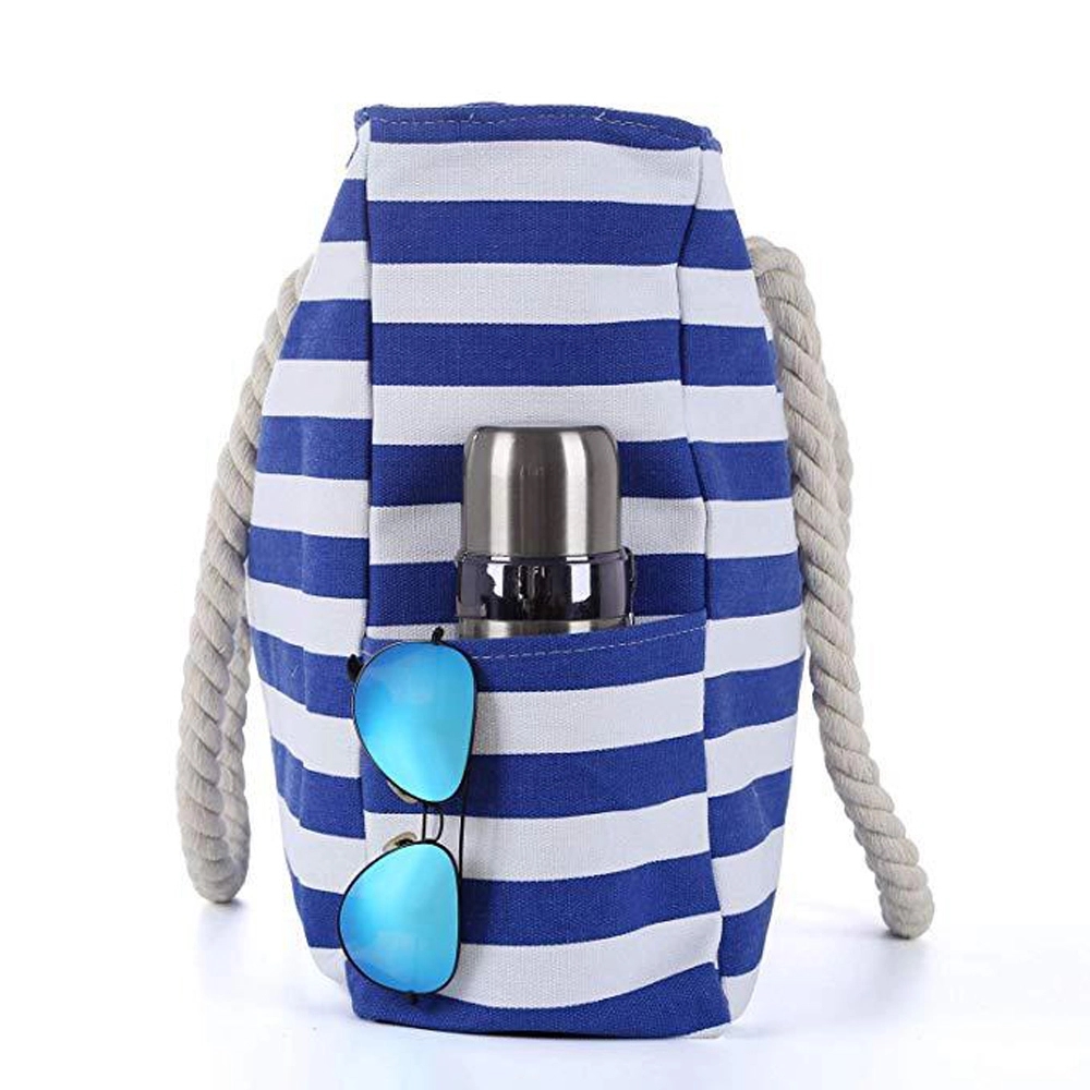 Canvas Striped Beach Bag 10