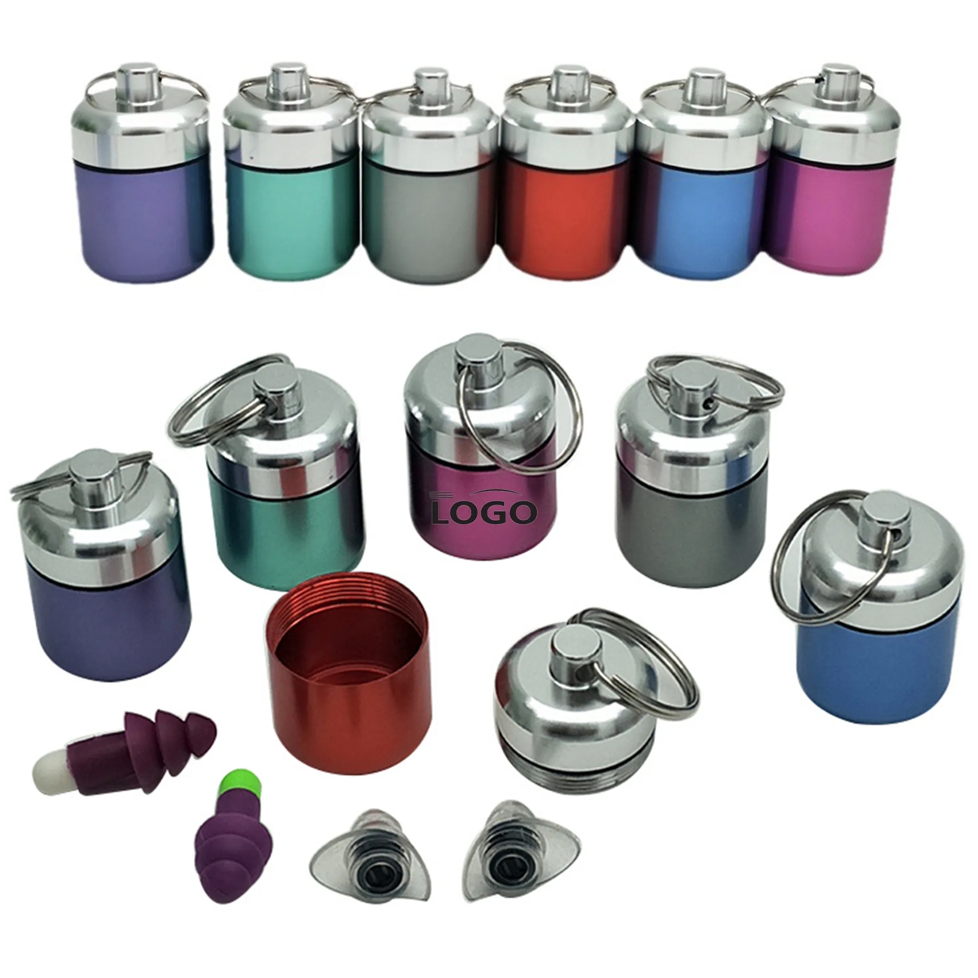 Mini Aluminum Alloy Pill Earplug Storage With Key Ring 1