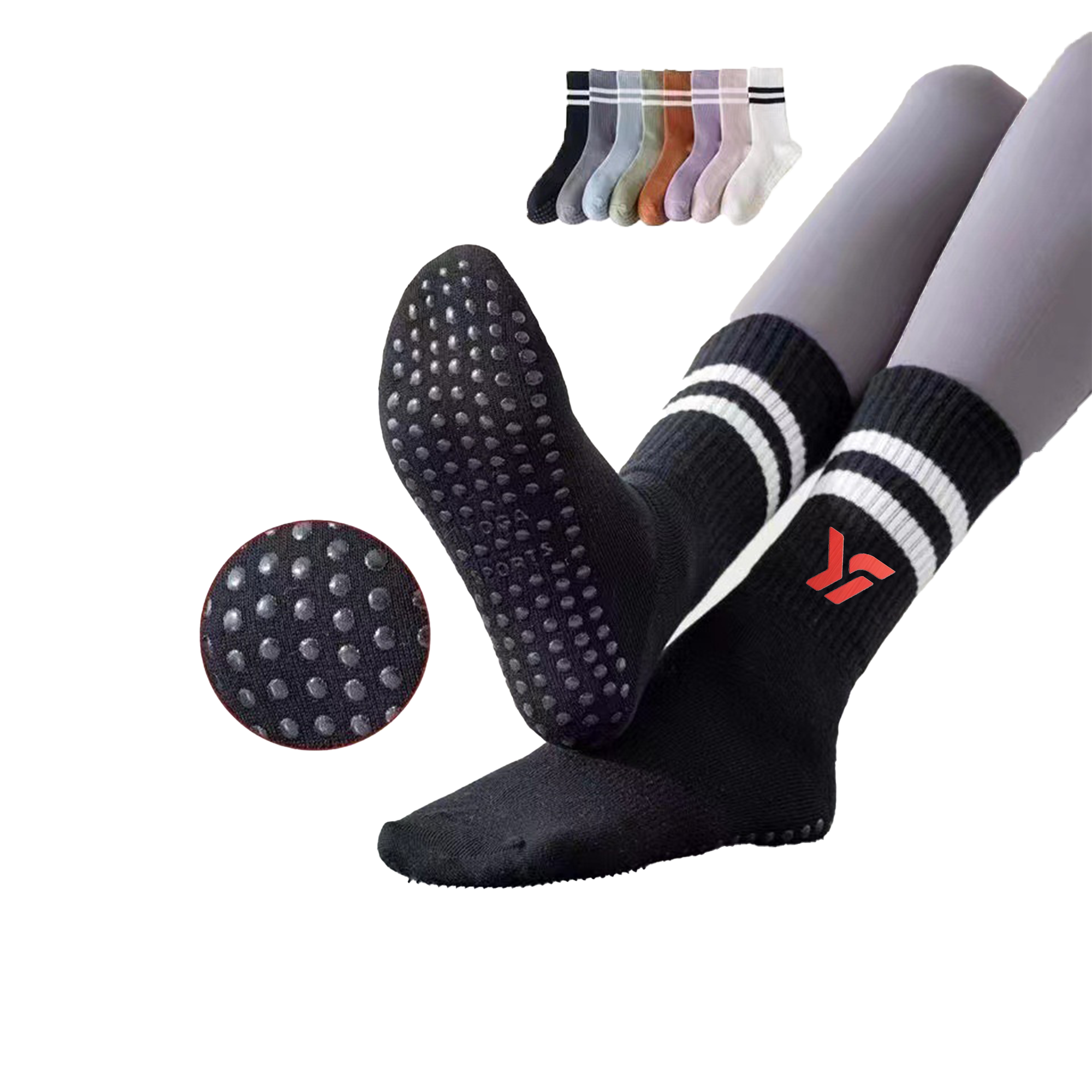 Non Slip Long Socks for Yoga Pilates 2
