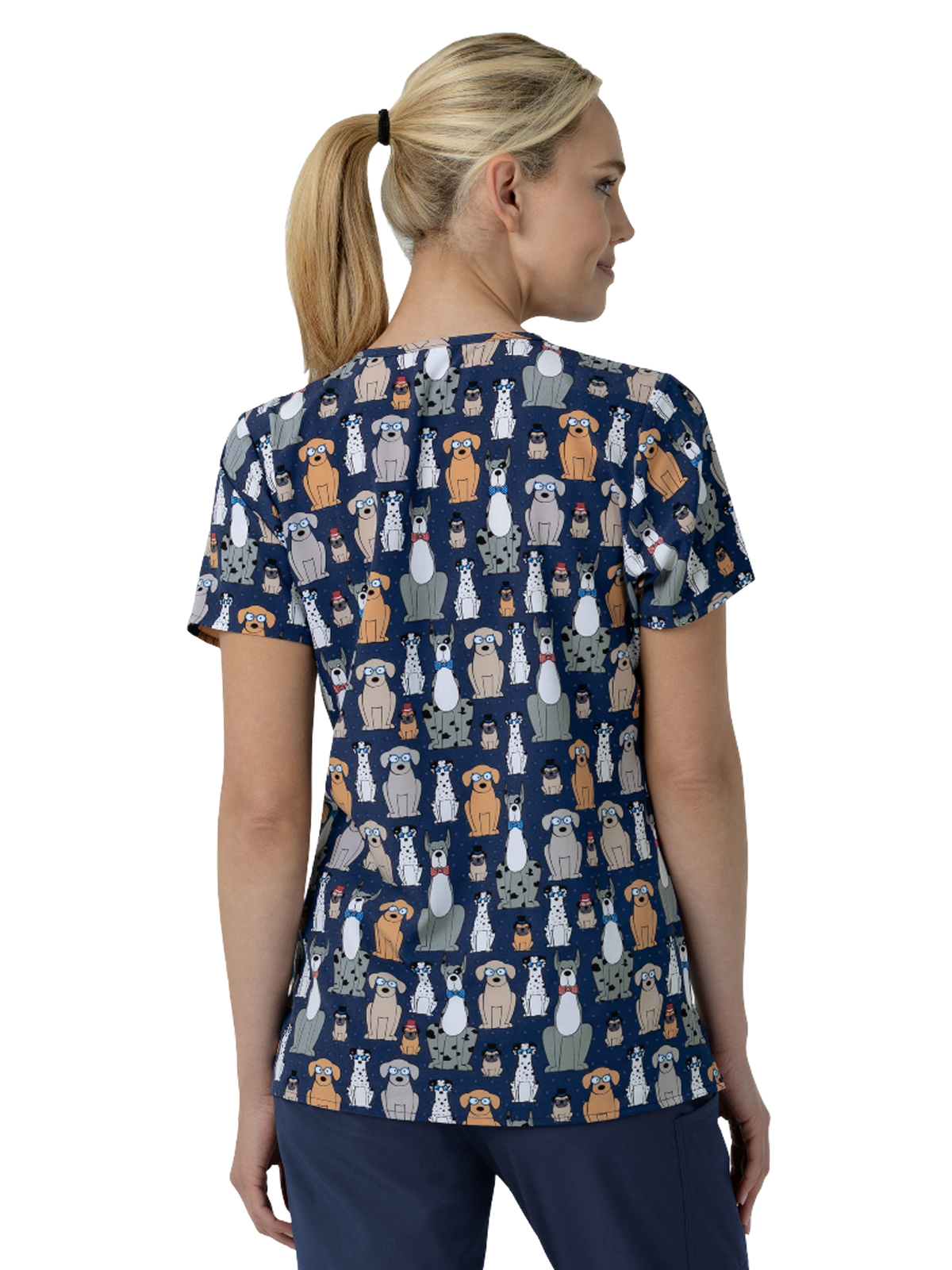 Wink - Fashion Prints - Women's V-Neck Print Scrub Top 17