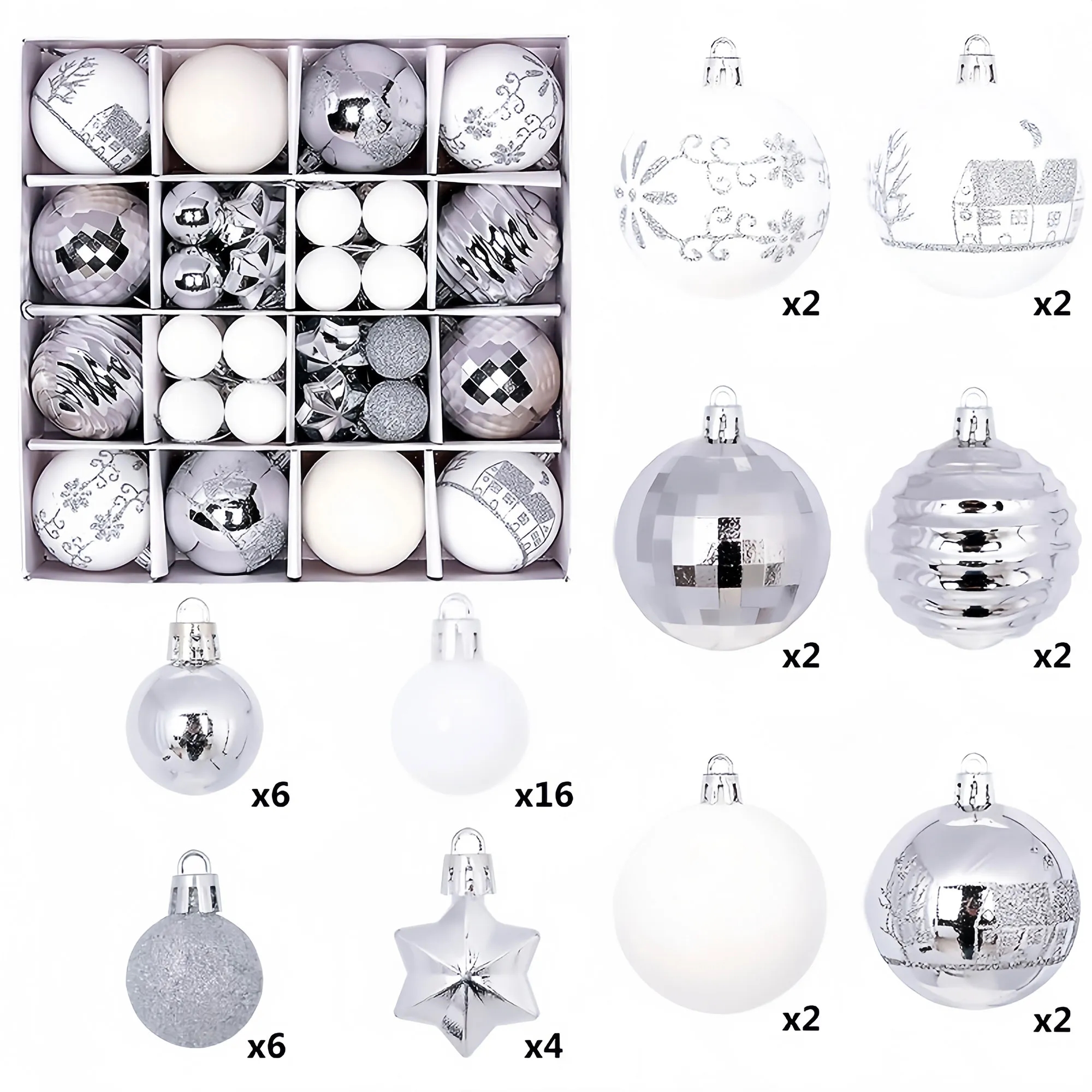 Premium Christmas Bauble Set With Unique Designs 25