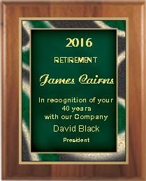 7" x 9" Cherry Finish Plaque with a Green Artist Plate 2