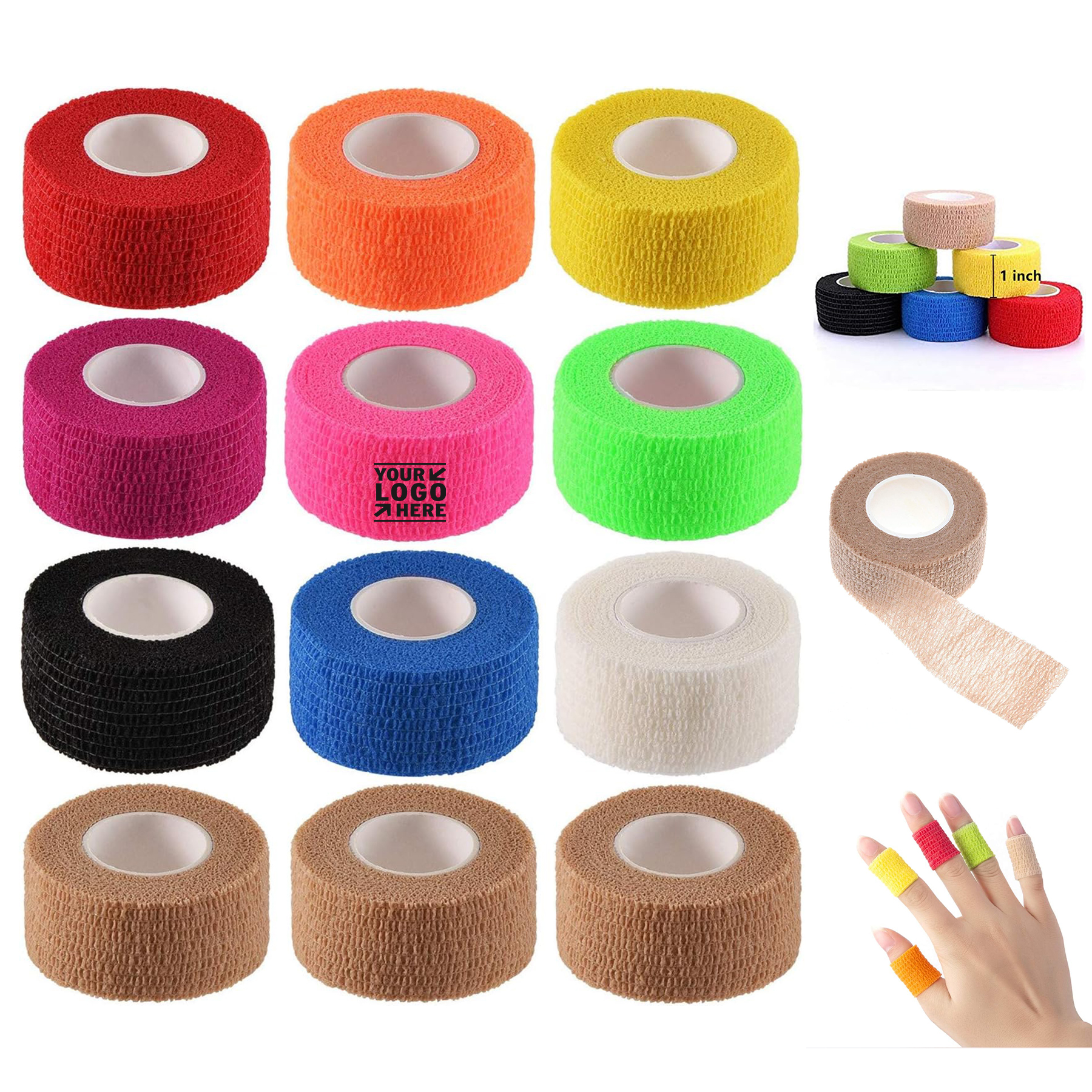 First Aid Sports 1" x 5 Yards Self Adhesive Elastic Bandage Wrap Stretch Self-Adherent Tape 2