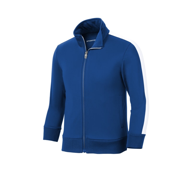 Sport-Tek Youth Tricot Sleeve Stripe Track Jacket. 17