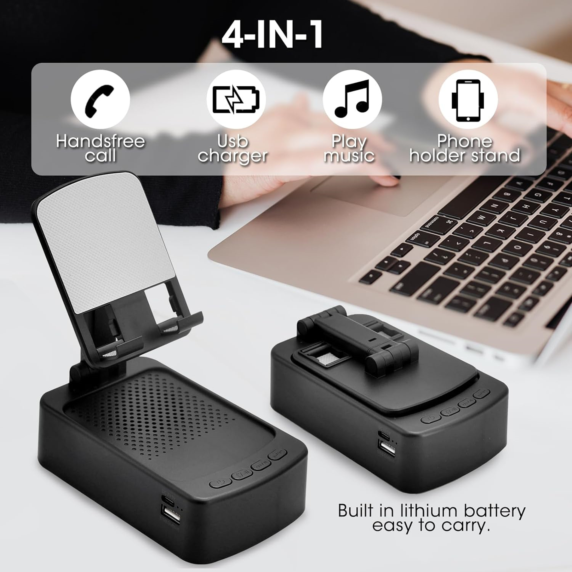 Cell Phone Stand With Bluetooth Speaker 5