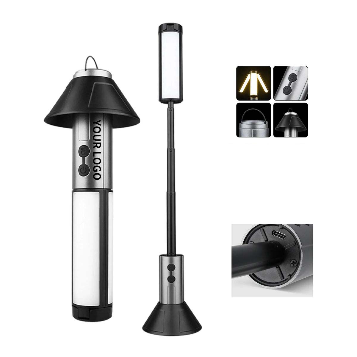 Steel LED Lantern with Emergency Flashlight Modes 3