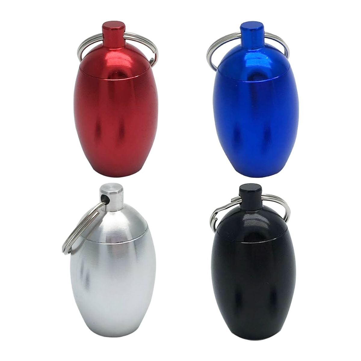 Oval Egg-Shaped Metal Pill Case Keychain & Storage 5