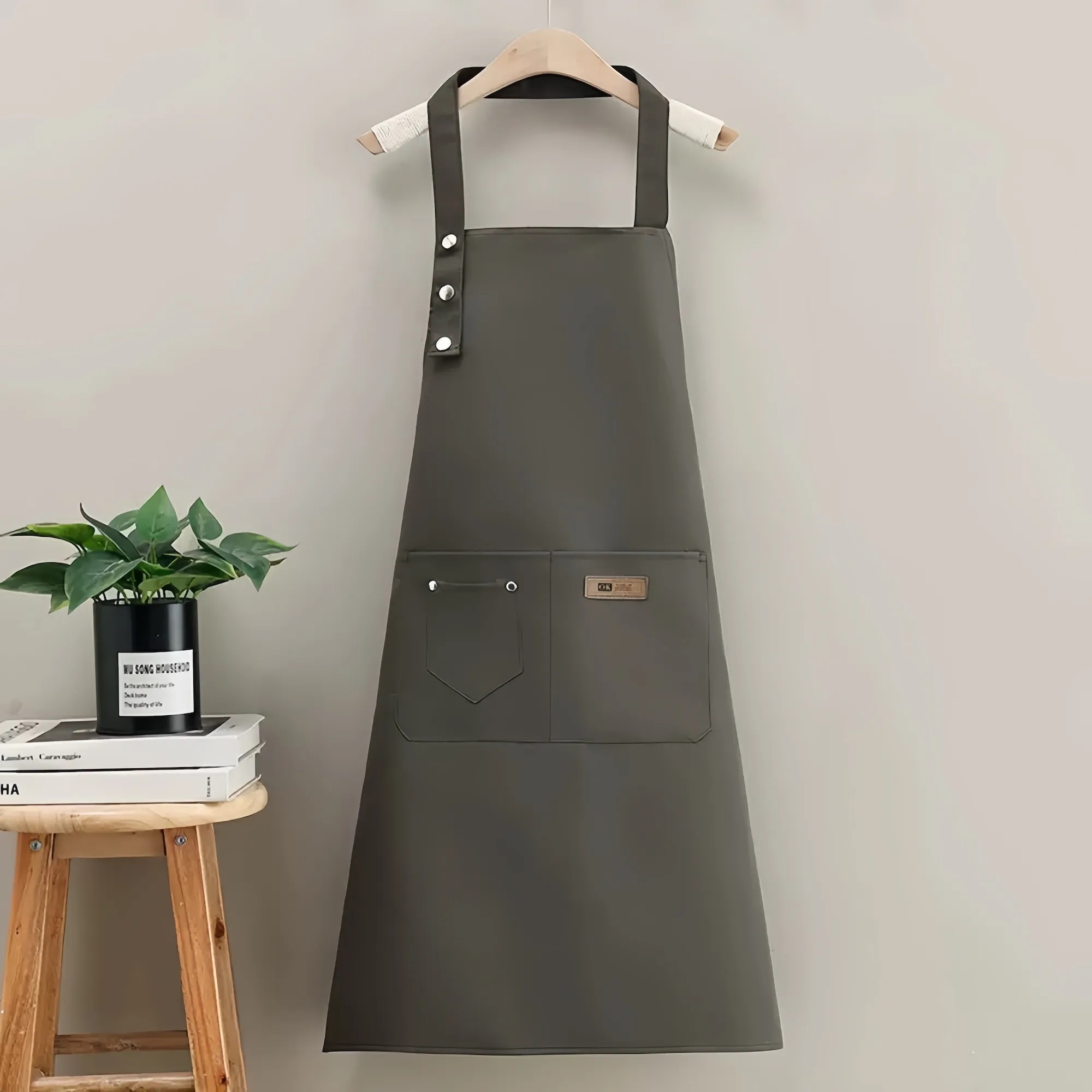 Kitchen Cooking Adjustable Polyester Apron With Pocket 4