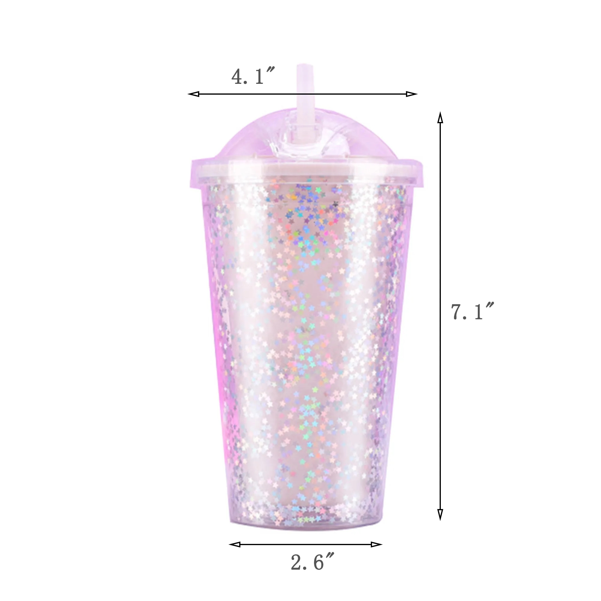 15Oz Glitter Plastic Straw Cup 1