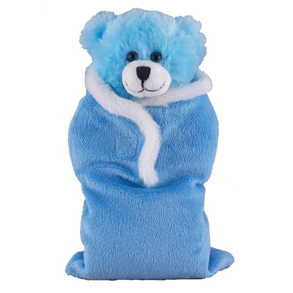 Soft Plush Blue Bear in Baby Sleep Bag Stuffed Animal