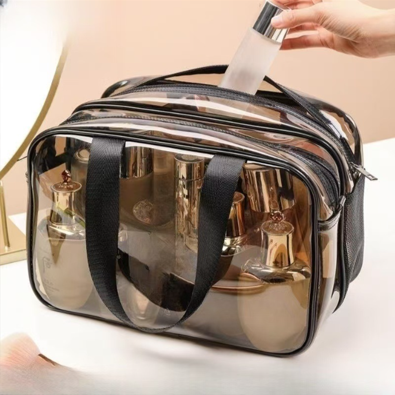 PVC dry wet separation wash waterproof makeup bag 6