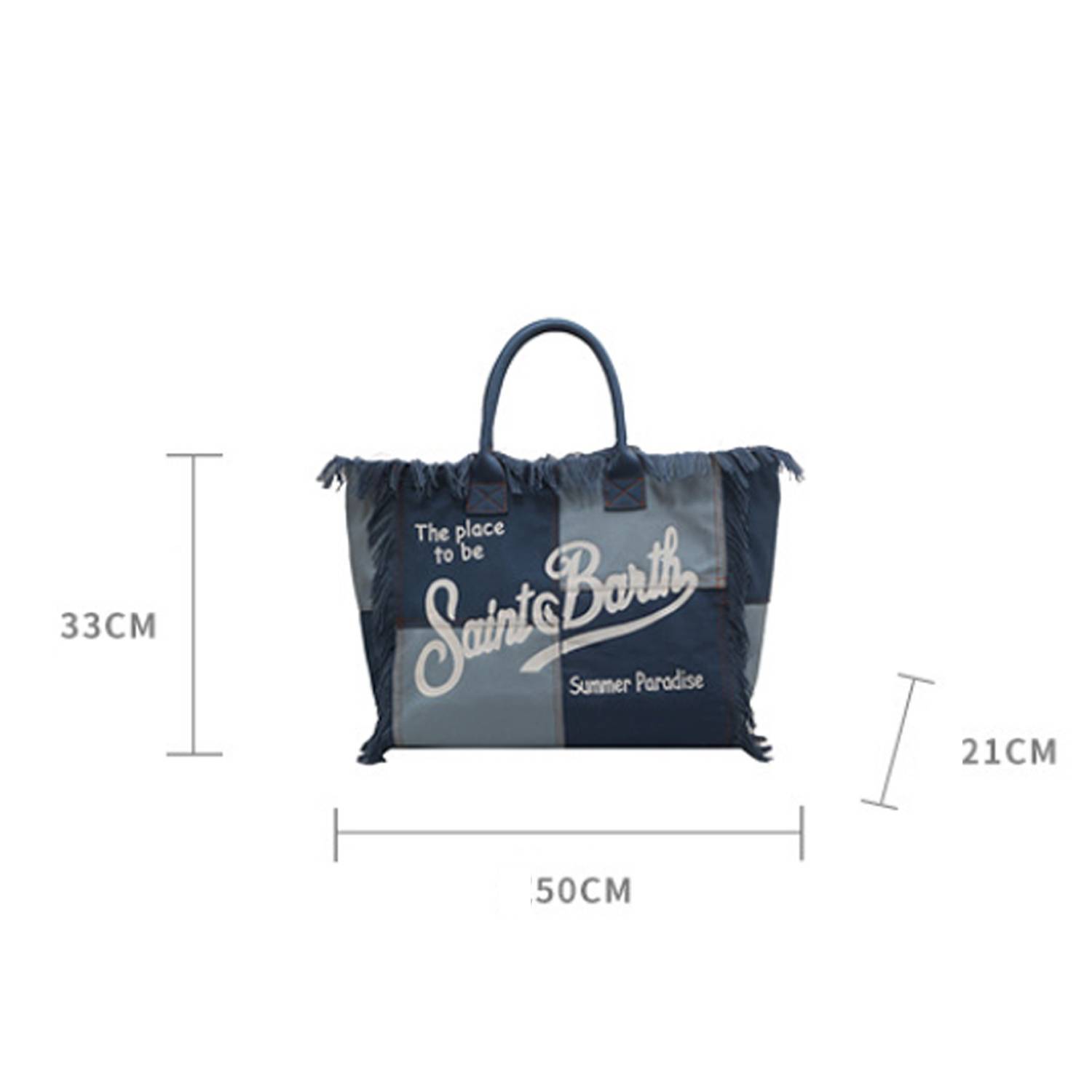Canvas Hand Fringed Handbag, custom tote bag with logo imprint 5