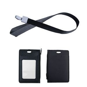 Stylish 1 Side Zipper PU Leather Card Case With Lanyard 7