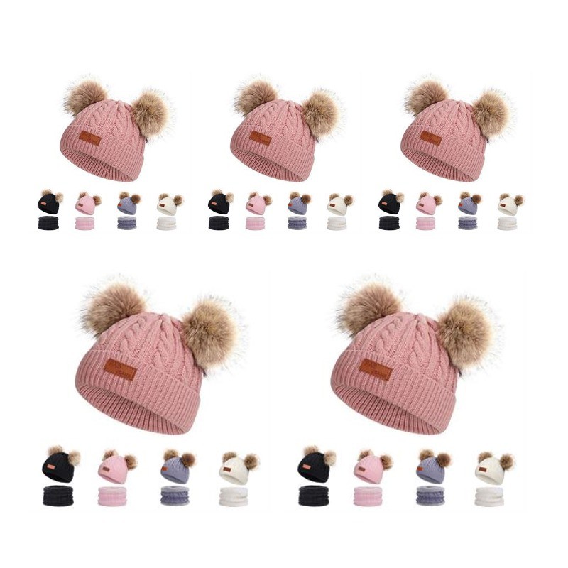 Baby Pompom Beanies Set 1