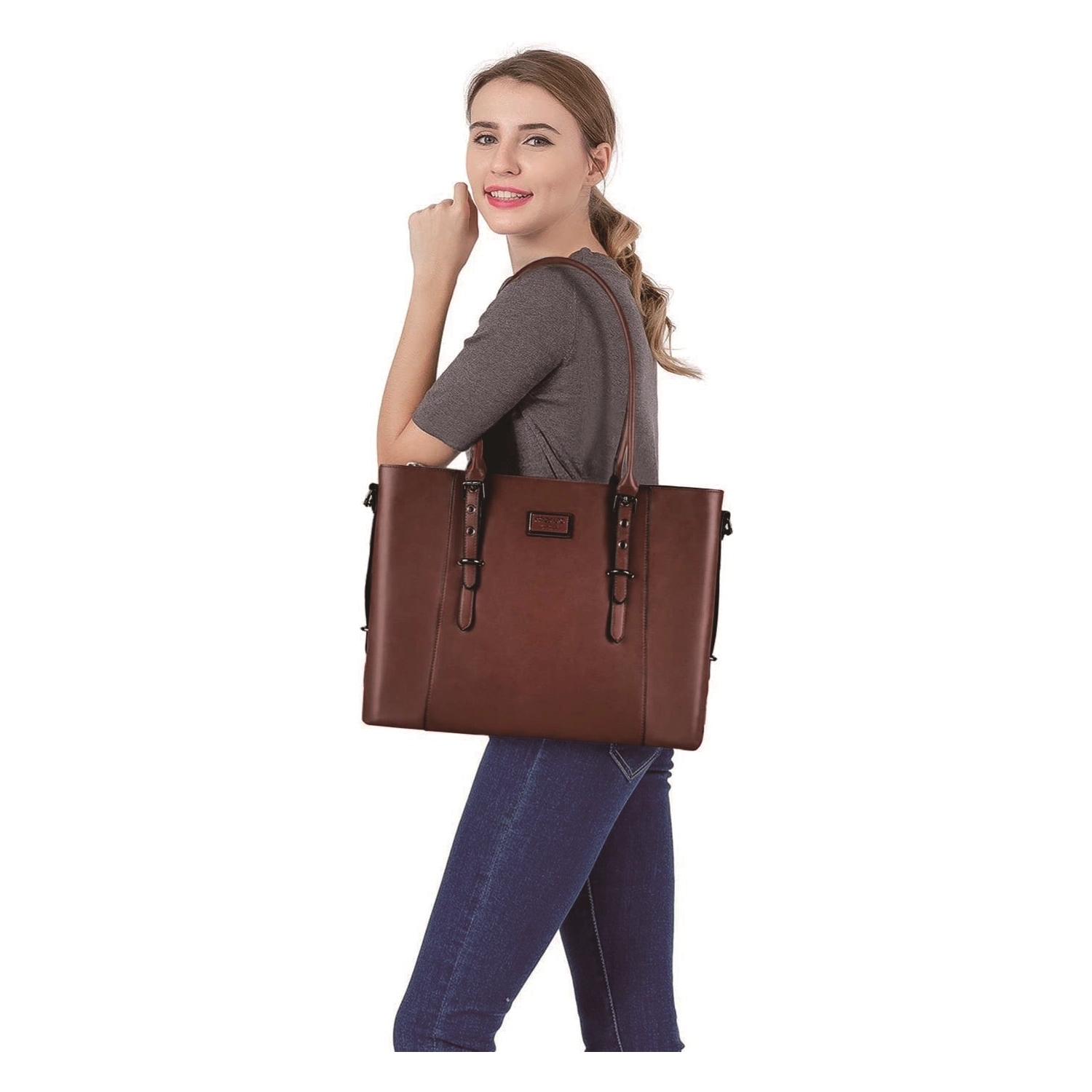 Pu Leather Laptop Tote Bag 1