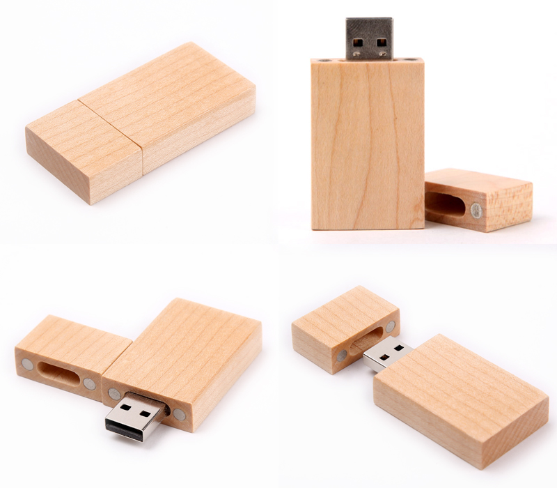 Rectangular Wooden USB Flash Drives with Magnetic Closure 12