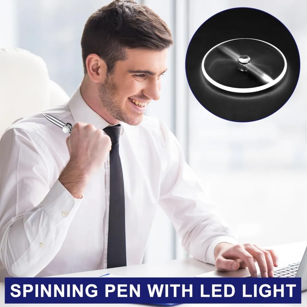 Metal Spinning Fidget Ballpoint Pen with LED Light 11