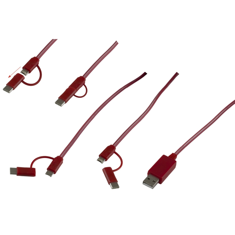 "Payson" 3-in-1 LED Lighted Cell Phone Charging Cable with Type C Adapter 4