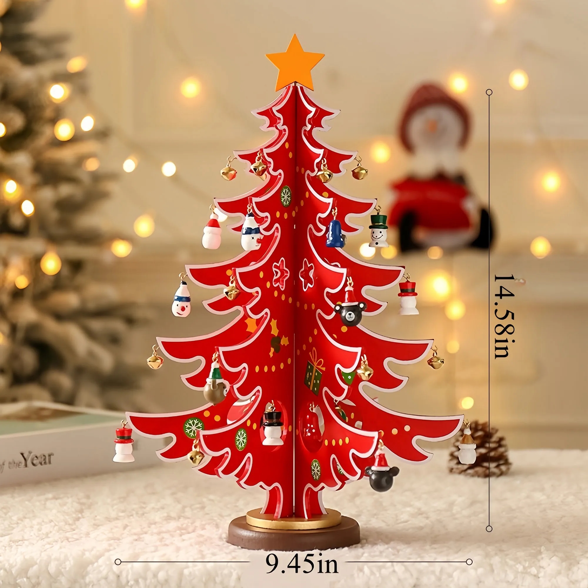 Mini Wooden Christmas Tree Desktop Ornament Hanging Decor 10
