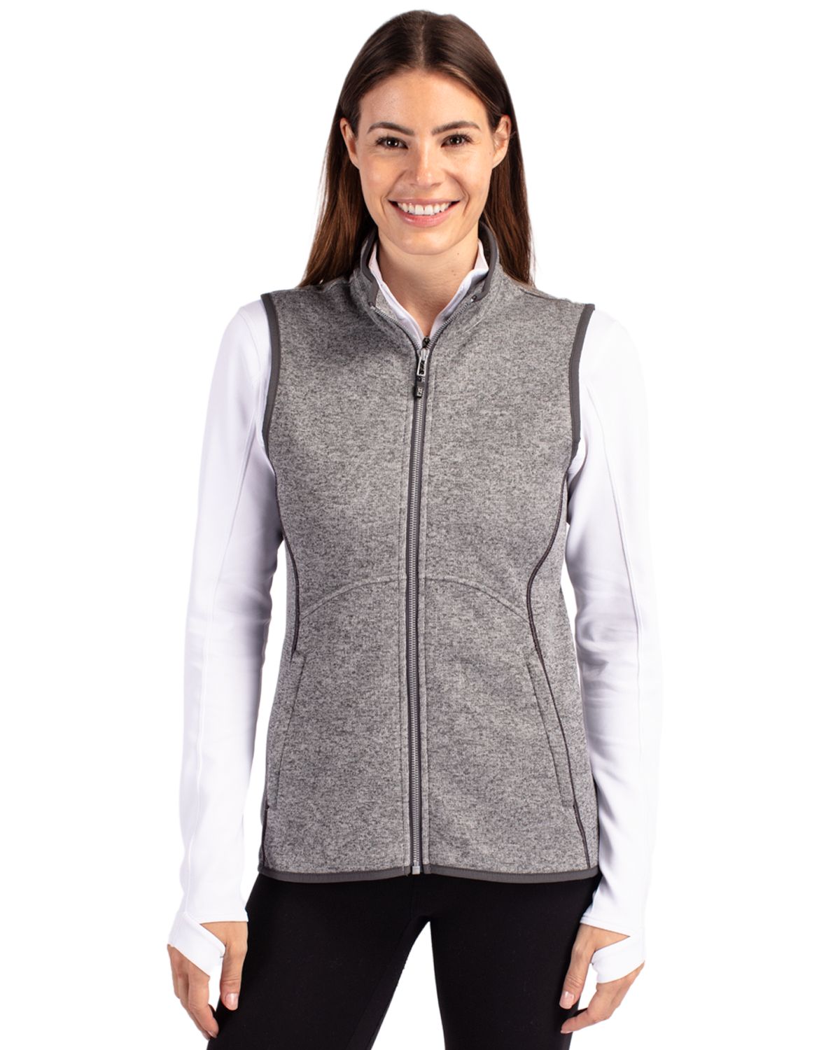 Cutter & Buck Mainsail Sweater-Knit Womens Full Zip Vest 22