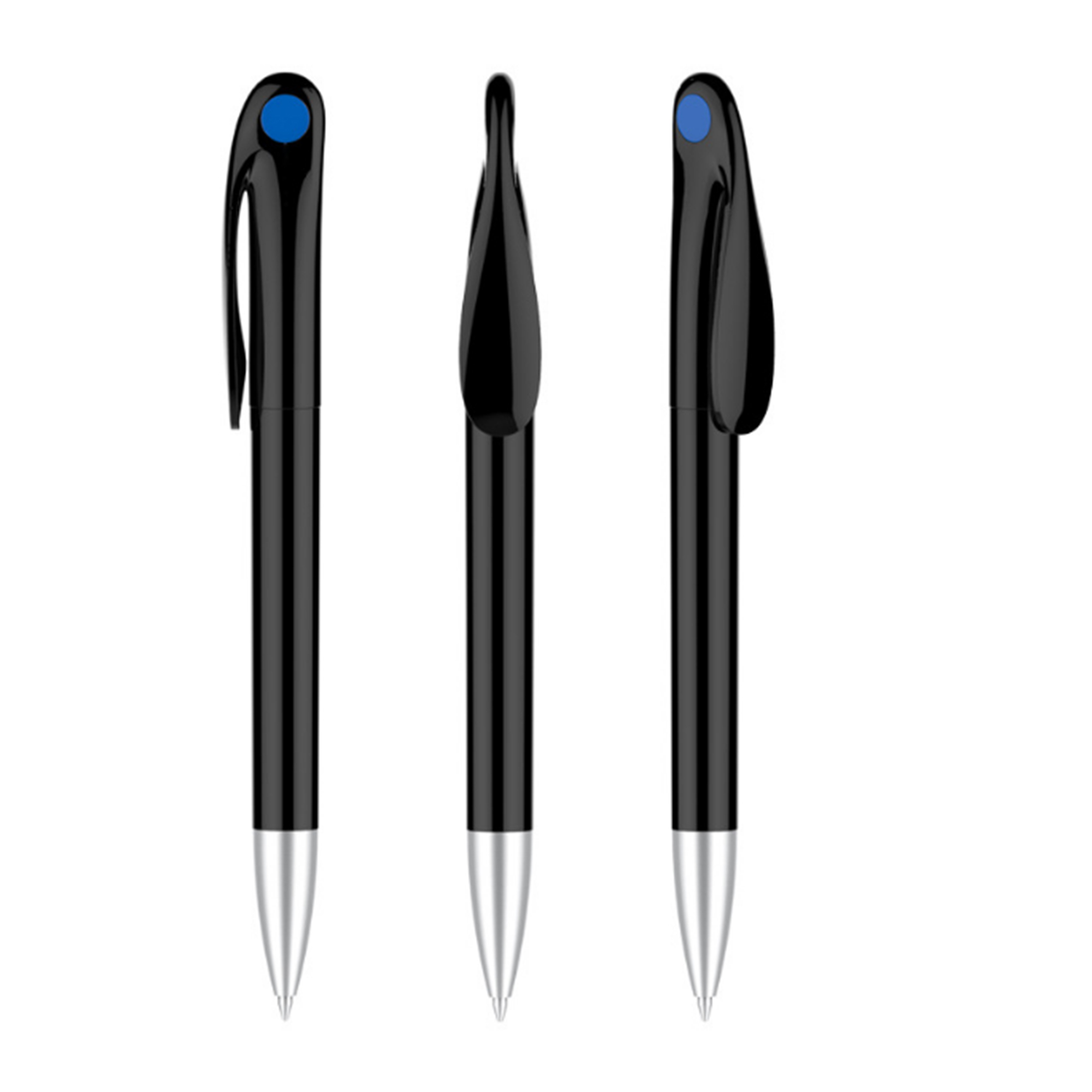 Durable Clip Plastic Black Ballpoint Pen 9