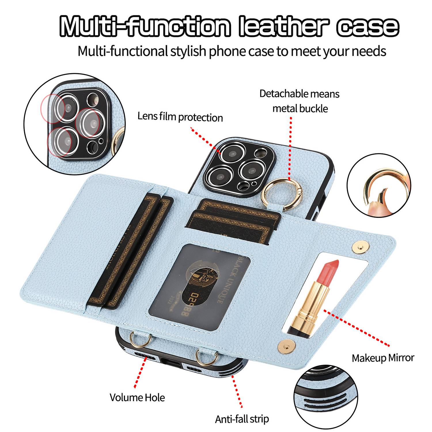 Luxury Leather Flip Wallet Phone Case with Card Slots 4