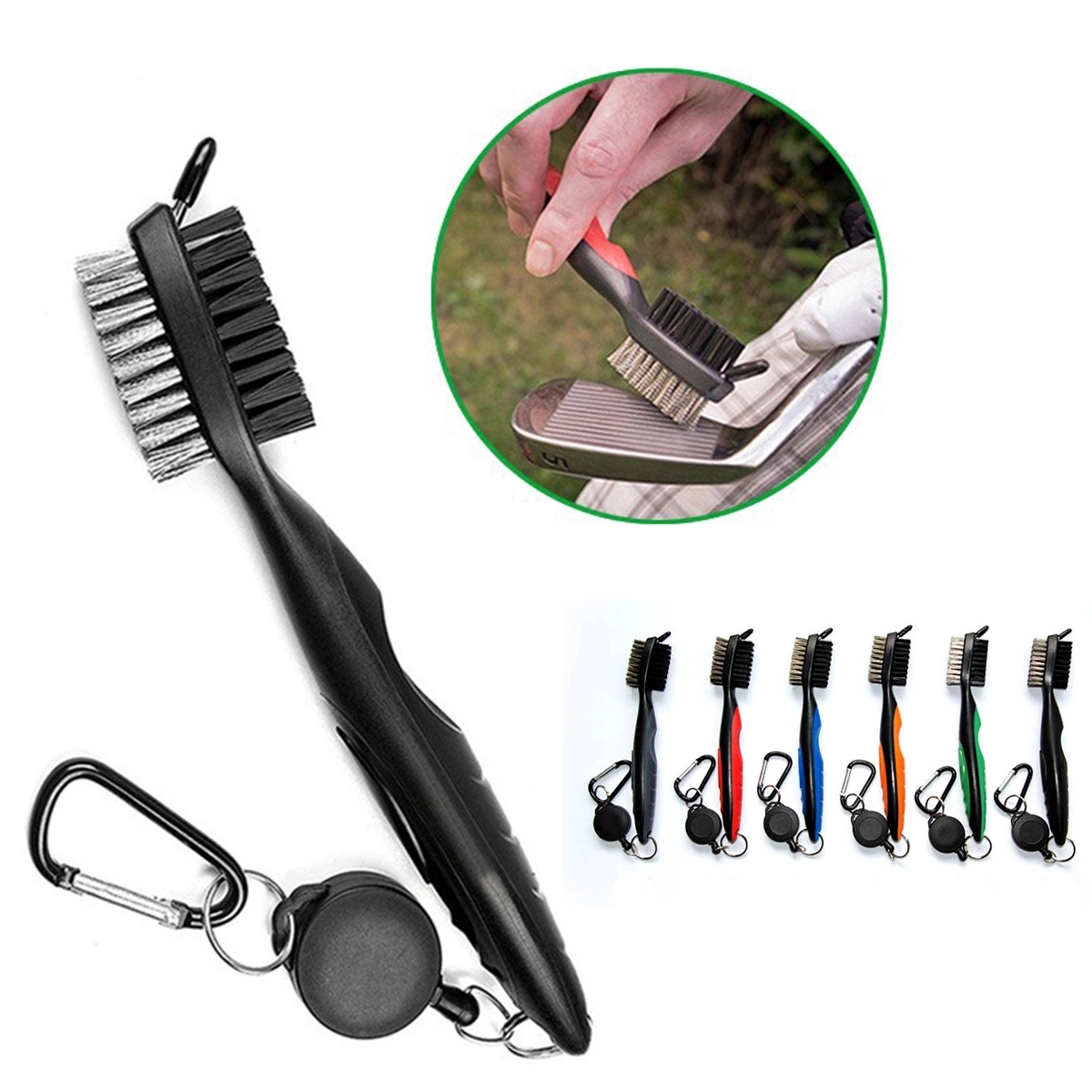 Golf Club Brush Groove Cleaner With Carabiner 2