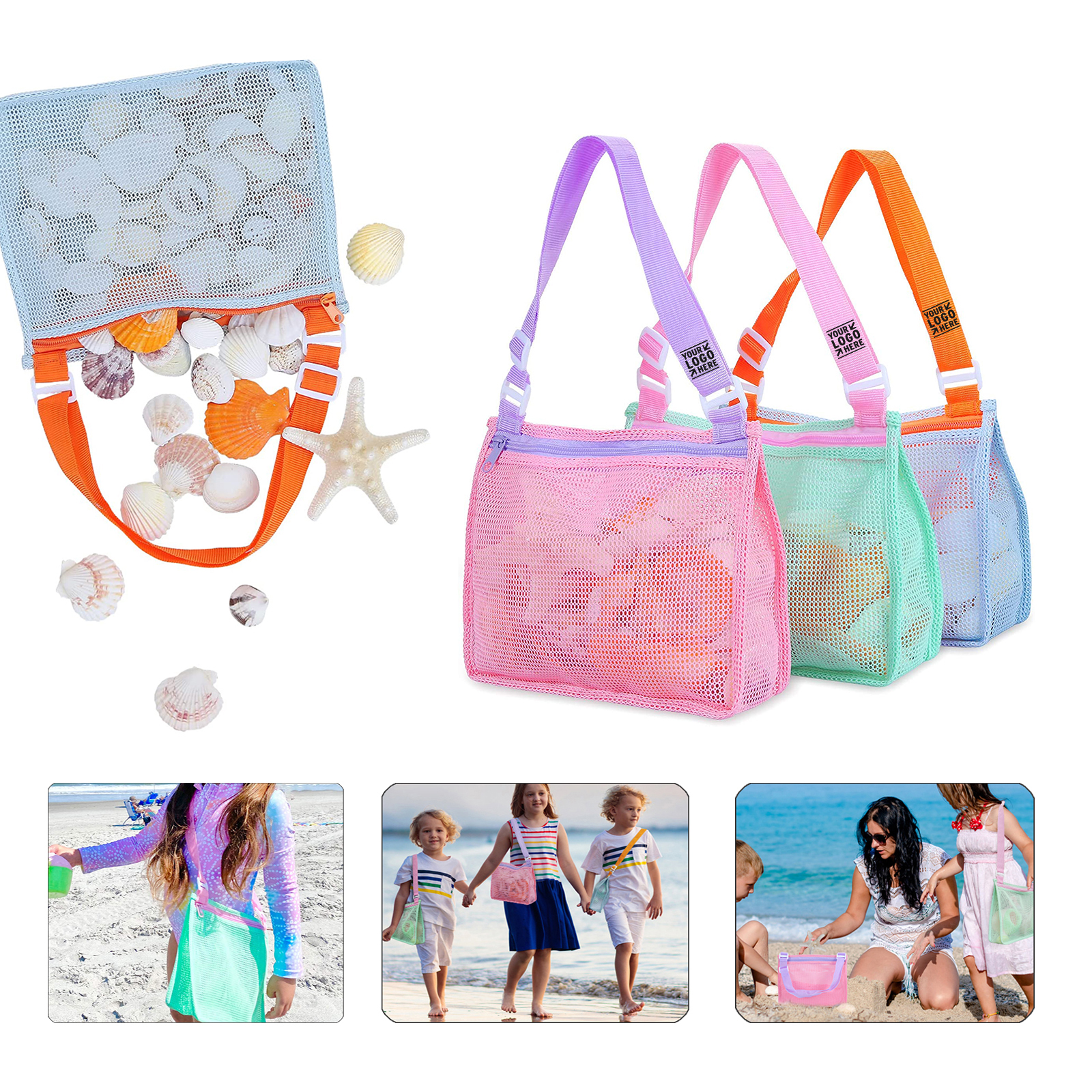 Shell Collecting Bag, custom tote bag with logo imprint 2