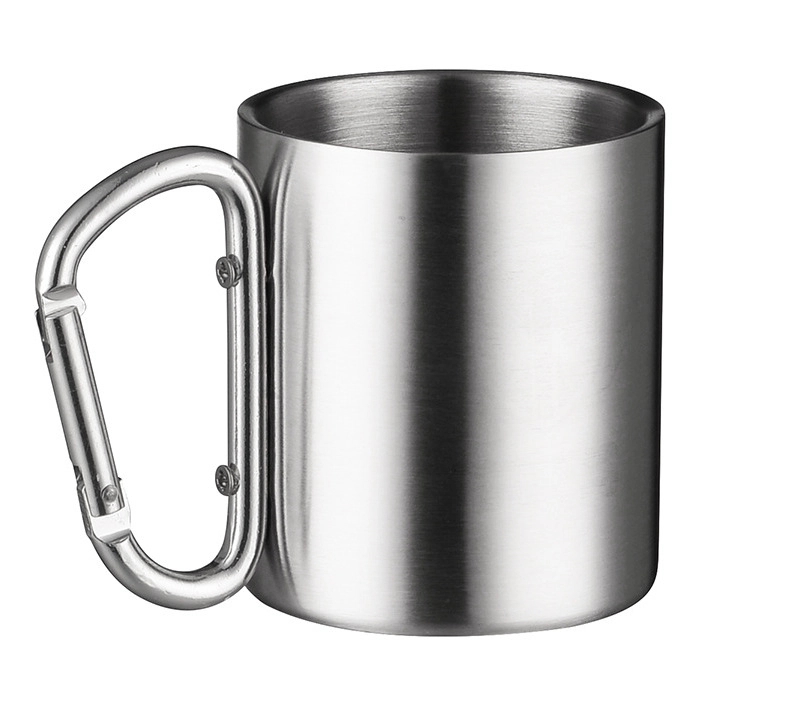 10 Oz Stainless Steel Coffee Mug With Carabiner Handle 2