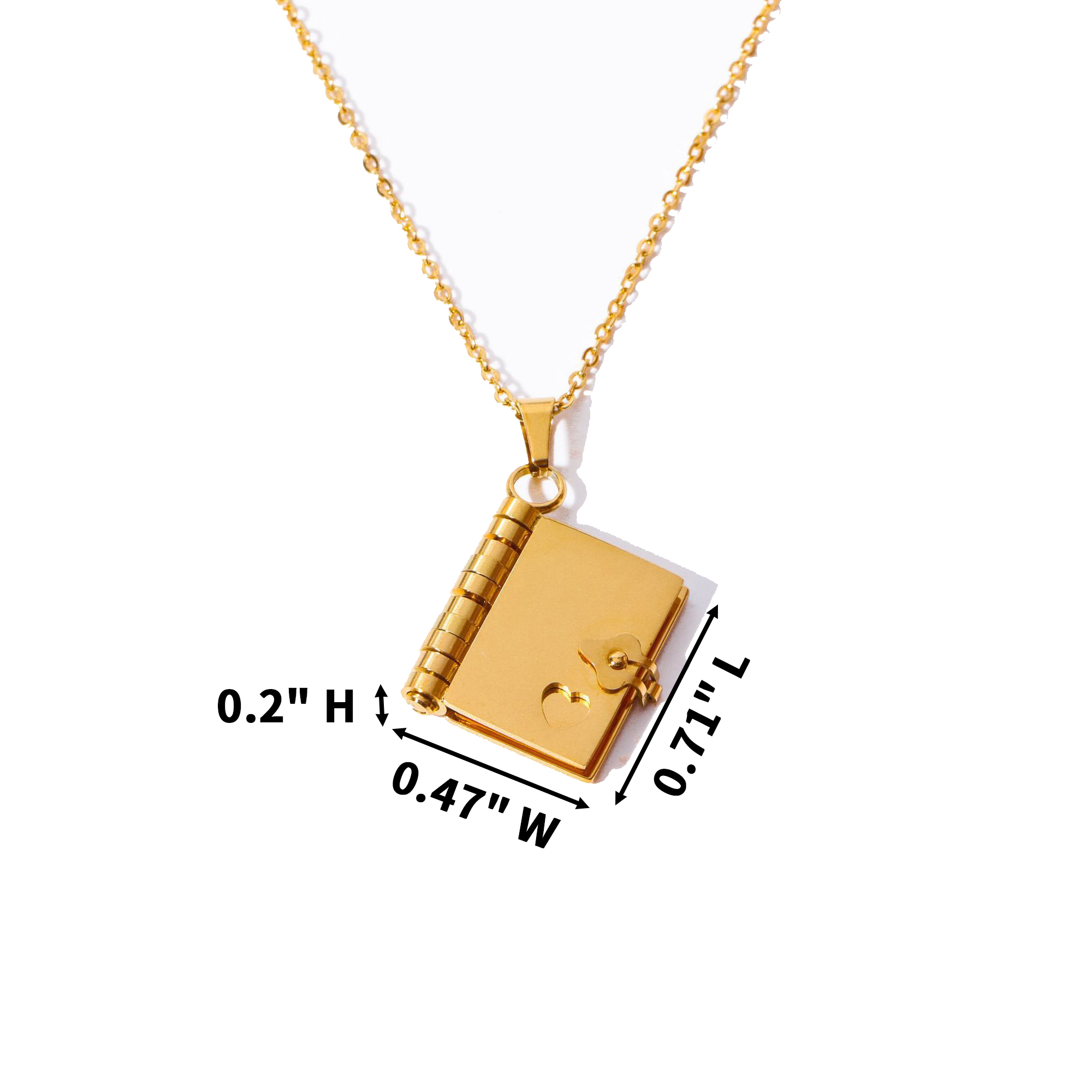 Stainless Steel Book Locket Pendant Necklace 0.71" Length X 0.47" Width X 0.2" Height 5