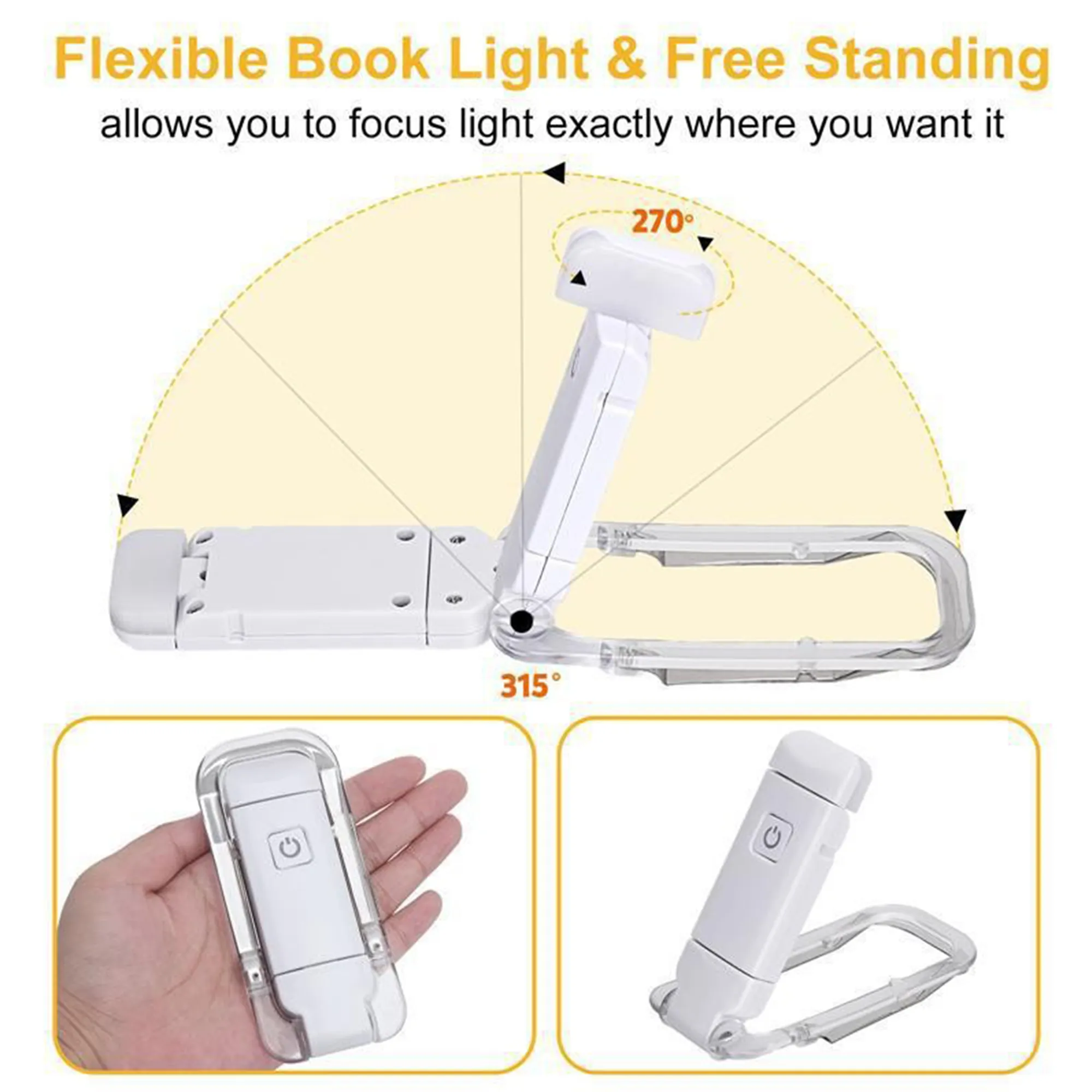 MOQ 20 LED Clip On Reading Light USB Rechargeable 4