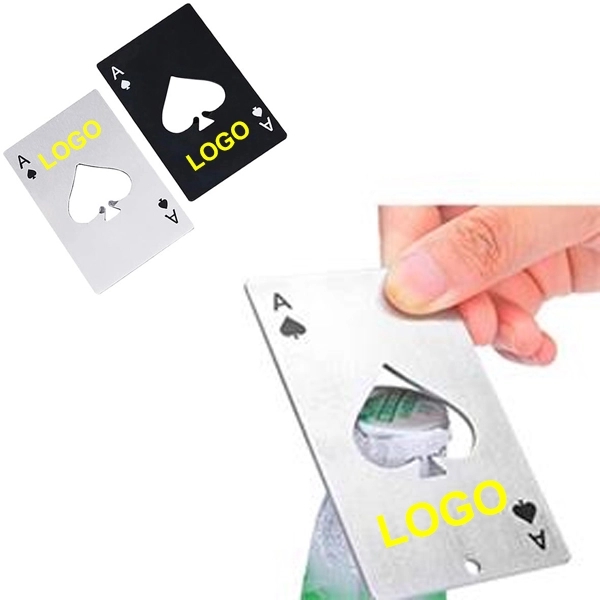 Stainless Steel Poker Card Size Bottle Cap Opener 2