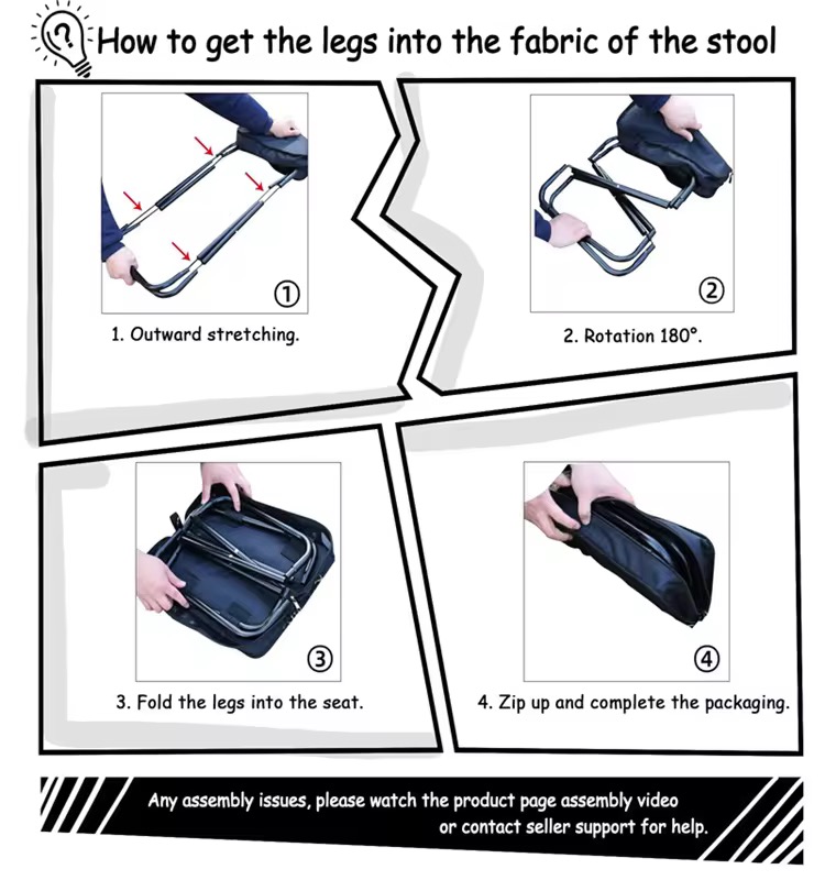 MOQ 10 pcs Collapsible Handbag Stool 2