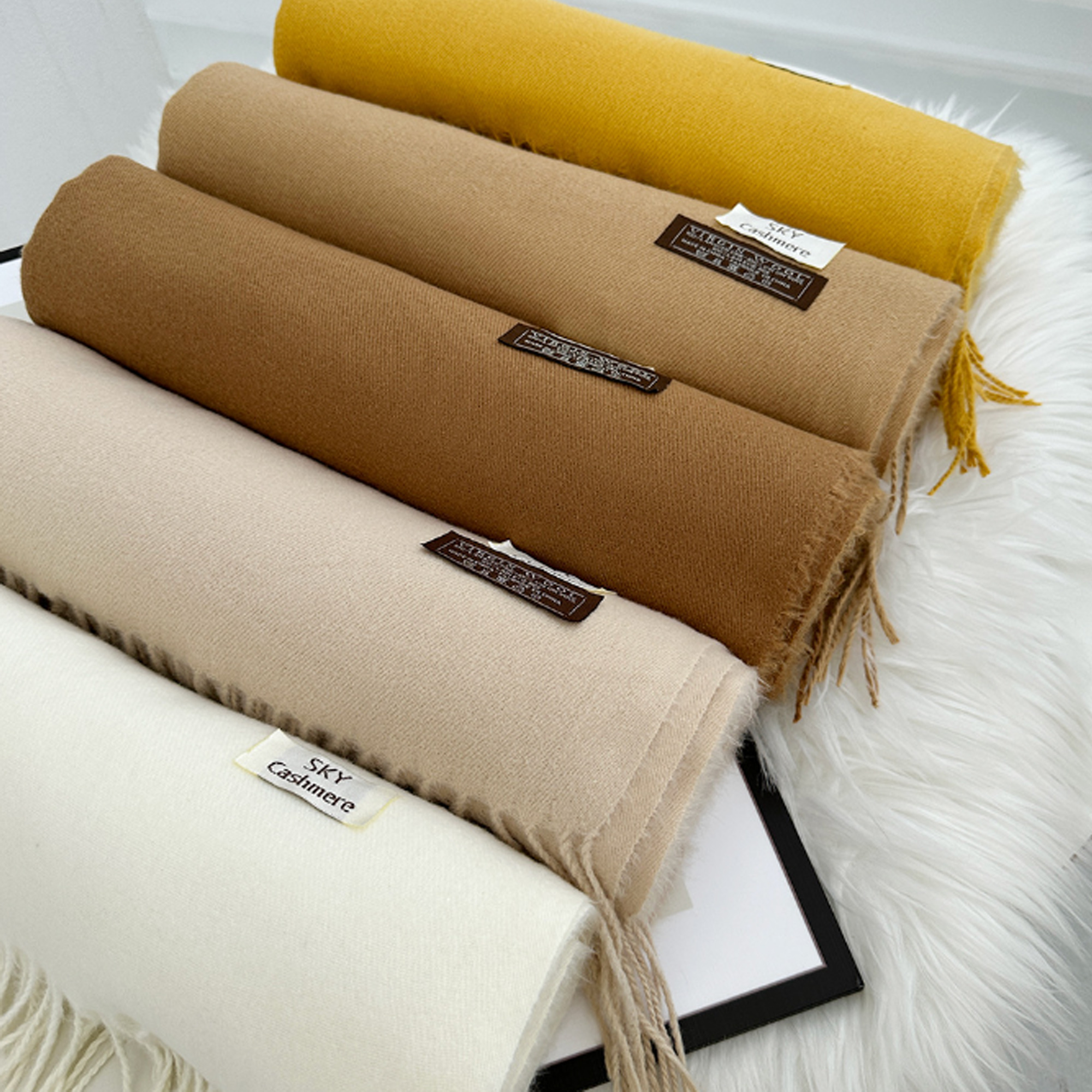 Winter Warm Solid Color Faux Cashmere Scarf 5