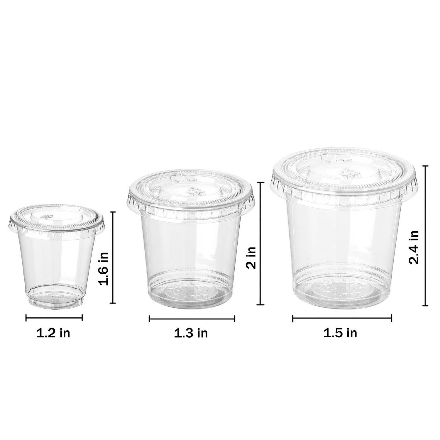 1/2/3oz Disposable Clear PET Cup w/ Lid 4