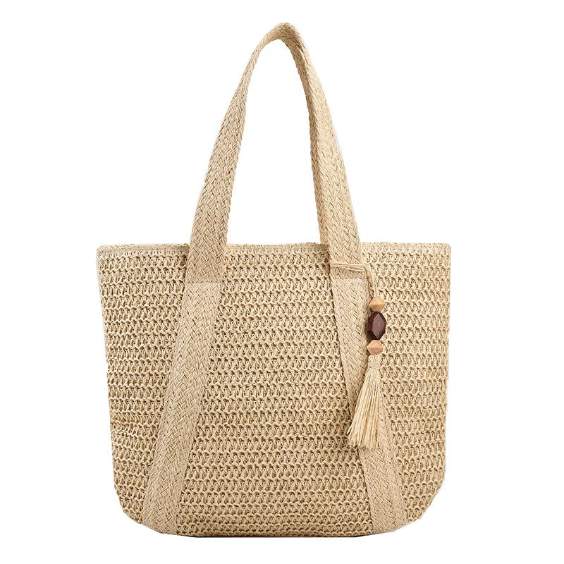 Jute Straw Beach Bag Summer Woven with Tassels Large 3